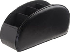 Remote Control Holder, PU Leather Remote Caddy Desktop Organizer with 5 Spacious Compartments for TV Remotes/Media Controllers/Office Supplies(Black)