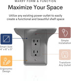 BeraTek Power Perch Wall Outlet Shelf | Declutter & Reclaim Counter Space | Bedroom & Bathroom Organizing Shelves | Alexa Echo Dot Holder, Router Shelf, Holds Electric Toothbrush | Gray, 1-Pack