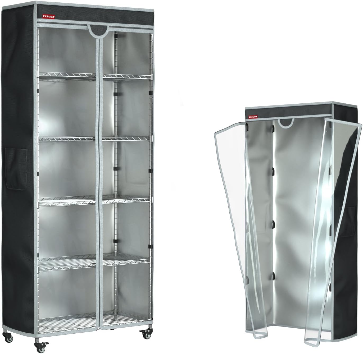 Dustproof Garment Rack & Shelf Cover, Fits 31.5"W x 15.7"D x 72"H | Clear PVC Front Shelving Cover for Clothing Storage, Home, Laundry or Basement (No Shelves)