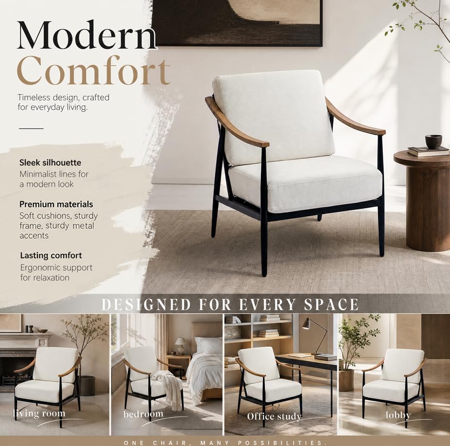 RNKSFX Modern Accent Chair for Living Room Bedroom Mid Century Arm Chair Upho...