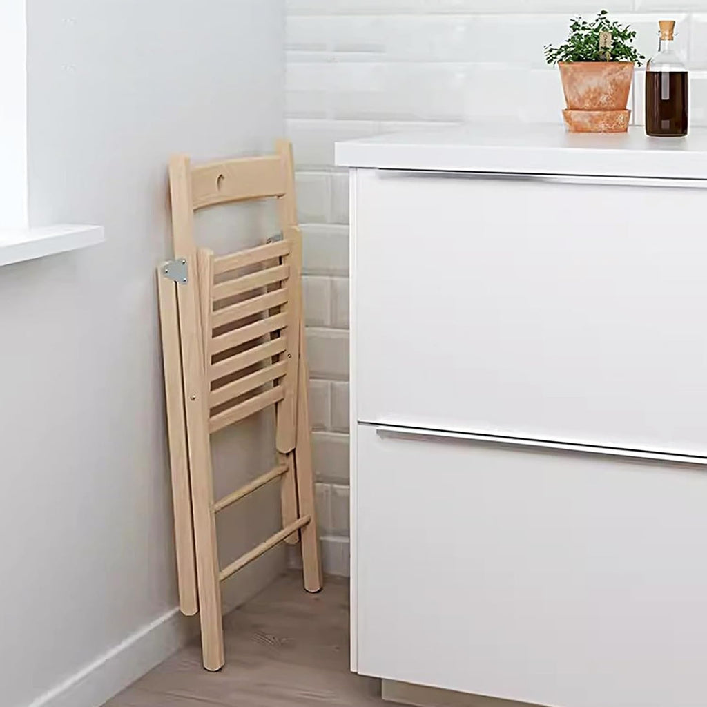 Home Wooden Folding Chairs, Foldable Wood Kitchen Solid Wood Frame, Max Load 242 Lbs, No Assembly Easy(White)