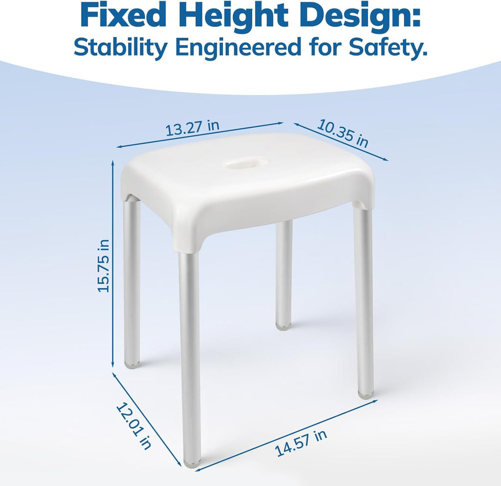 Umimile Shower Stool for Shaving Legs - Fixed Height, Sturdy 330 lb Bath Seat - Anti-Slip Safety Shower Stool for Elderly and Disabled, Tool-Free Assembly (Height: 15.8")