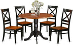 East West Furniture DLQU5-BCH-W 5 Piece Dining Room Furniture Set Includes a Round Kitchen Table with Dropleaf and 4 Dining Chairs, 42x42 Inch, Black & Cherry