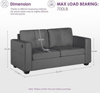 TYBOATLE 65" Small Couches for Bedroom, Mid-Century Modern Tufted Comfy Loveseat w/USB Charging Ports and Wide Arms, 2 Seater Office Small Sofa for Dorm, Apartment, Grey