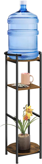 5 Gallon Water Dispenser Jug Stand 3-Tier Drink Beverage Dispenser Holder with Storage Shelf, 36.5'' Tall Water Stand for 1-5 Gallon Water Bottles/Crocks, Water Jug, Plants, Rustic Brown & Black
