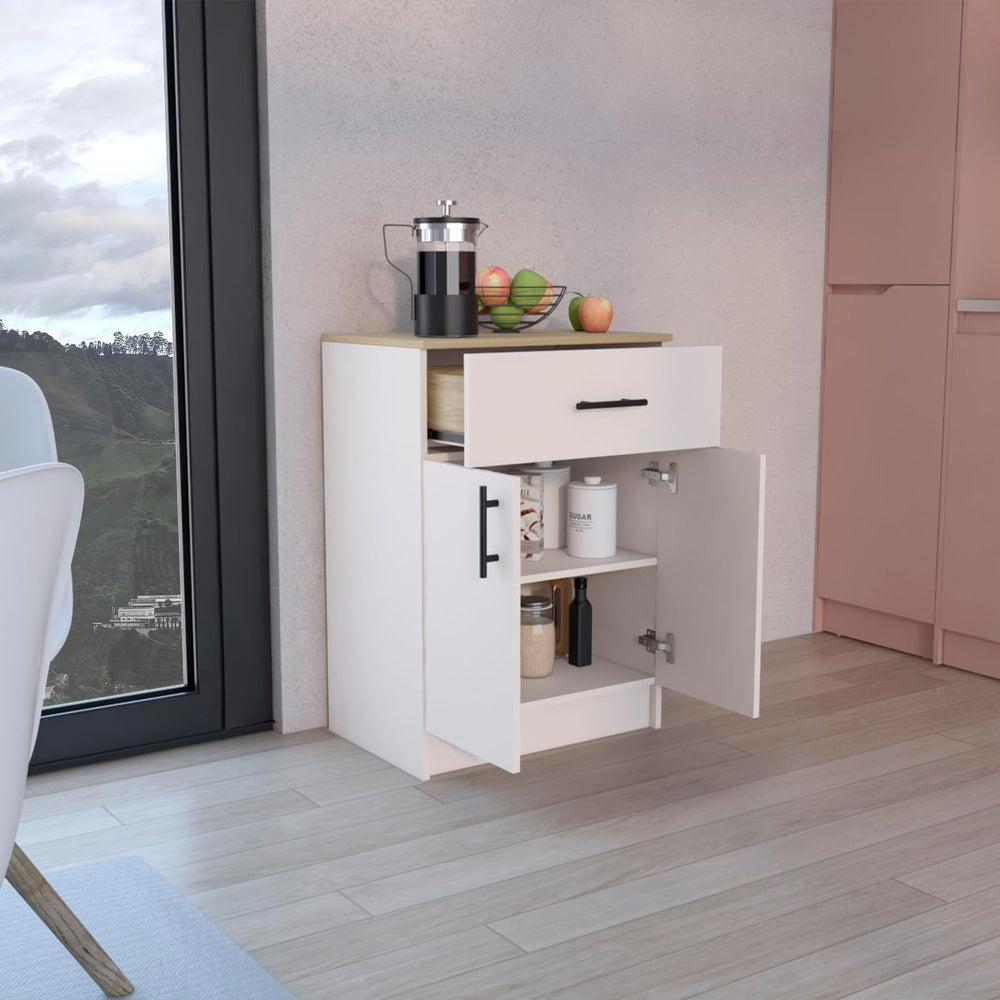 Multistorage Pantry Cabinet, One Drawer, Two Interior Shelves Ivory - Natural...