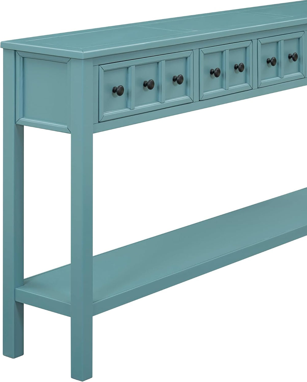 Merax 60" Long Entryway Table with 2 Size Drawers, Turquoise Green | Rus...