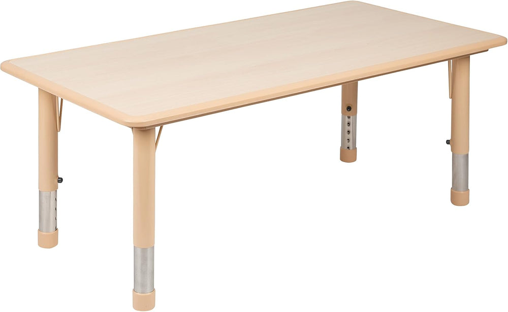 EMMA + OLIVER Natural 47.25x23.5 Activity Table Set with 6 Chairs | Plastic T...