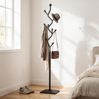 Tree-shaped coat rack stand,Metal coat tree with 8 Hooks and sturdy cast iron base,Heavy Duty coat rack freestanding coat hanger stand for Clothes Hats Scarfs Purses (black)