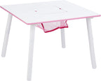 Delta Children Princess Crown Kids Wood Table and Chair Set with Storage - Greenguard Gold Certified, White/Pink