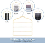 Velvet Hangers Space Saving Non Slip Pant Velvet Hangers, DUDUCOFU 8 Pack Beige Multi Layer Clothes Hangers Closet Organizer for Pants Trousers Scarf