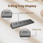 Novel Box 5-Slot Silver Leatherette Rings/Earrings/Cufflinks Holder Tray 8.12x1.75x1 Inches - Ring Holder Organizer for Selling or Personal Use - Jewelry Display Trays for Special Occasions