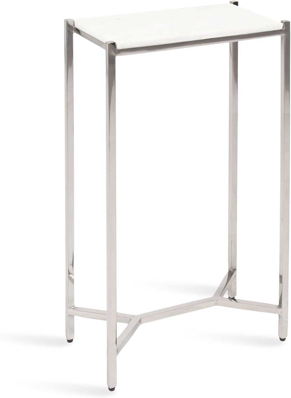 Kate and Laurel Aguilar Modern Glam Slim Side Table, 12 x 7 x 22, White Marbl...