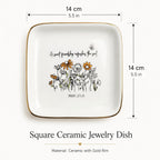 Friendship Gift for Women, Christian Bible Verse Jewelry Dish Trinket Tray-A Sweet Friendship Refreshes the Soul-Proverbs 27:9, Square Ceramic Jewelry Dish Gift for Sister BFF