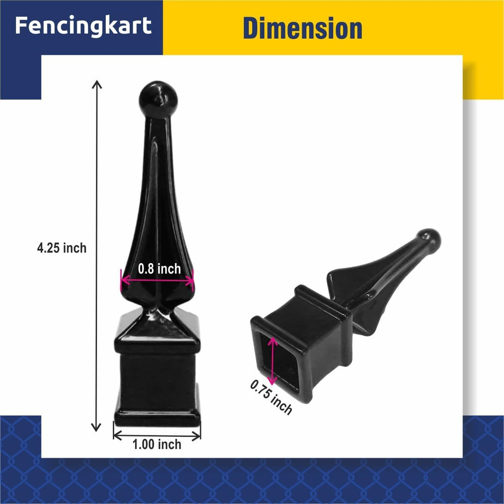 Aluminum Finial, 5/8 inch, Black Powder Coated, for Ornamental Fence (25)