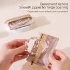 Magiware Small Jewelry Pouch Travel Organizer Bags with Soft Velvet and Zipper, 6PCS Pocket Storage Bag Case Purse Organizer for Women Girl Grandma Gift（ beige）