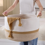 Luxury Little Extra Large Nursery Storage Basket, 20 x 20 x 13.8 inches - 100% Cotton Rope Baskets with Handles, Blanket Basket for Toys, Blankets & Pillows (Gradient Brown)