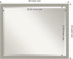 Amanti Art Grey Wall Mirror 24x30 Woodgrain Stripe Grey Rectangle Bathroom Mirror for Wall Decor Living Room, Large Casual Wood Frame, Hangs Horizonally and Vertically, Bathroom Decor, Beveled Edge