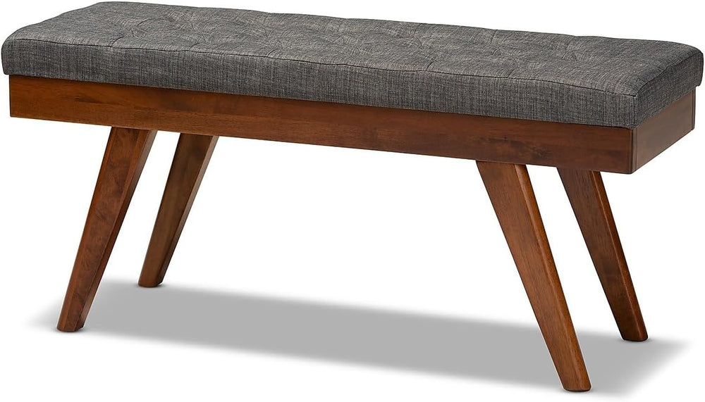 Baxton Studio Alona Mid-Century Modern Medium Grey Fabric Upholstered Wood Di...