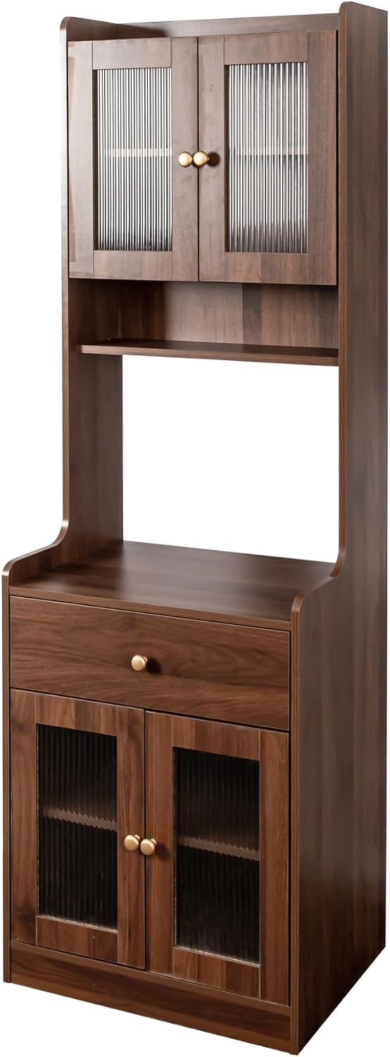 roomfitters Kitchen Pantry Hutch Cabinet, Tall Farmhouse Buffet with Microwav...