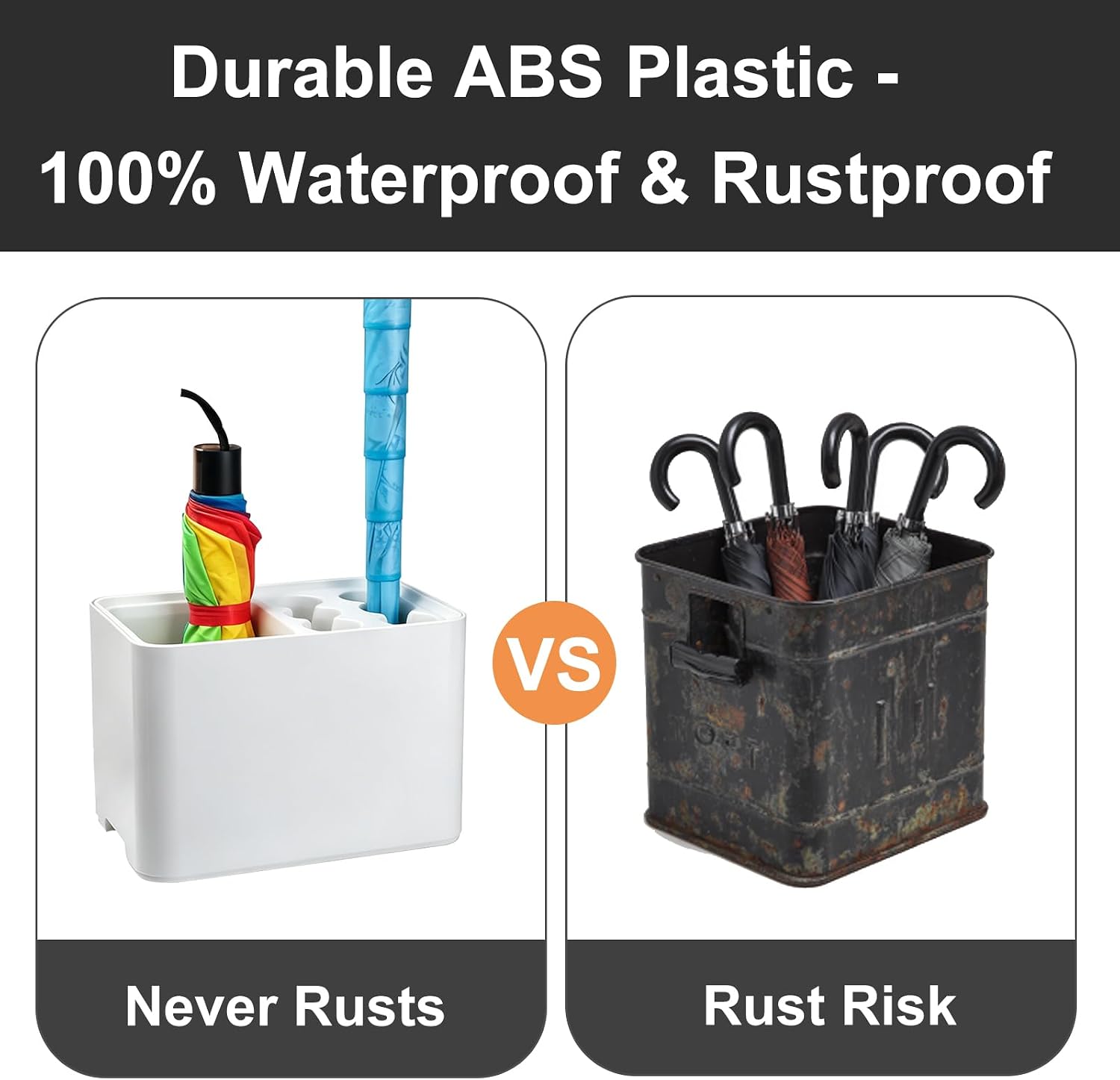 Umbrella Stand Rack Umbrella Holder with Drip Tray for Entryway Corner Home Office Decor Space Saving Organizer Stored 10 Umbrellas, White