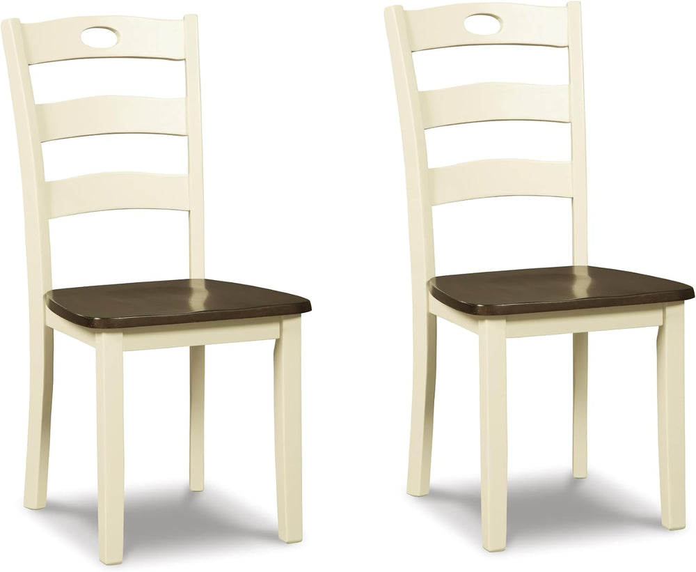 Signature Design by Ashley Ladder Back Dining Chairs Set of 2, Cream/Brown