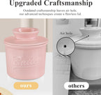 Ceramic Butter Crock with Lid & Spreader Knife, Butter Keeper - Ideal Butter Storage & Countertop Butter Dish,Pink