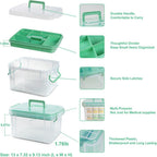 15qt Clear Medicine Organizer Storage Box with Tray, Plastic First Aid Box Empty, Thickened Medicine Container Chest, Multipurpose Medical Case with Labels, Medicine Caddy with Lids Handles