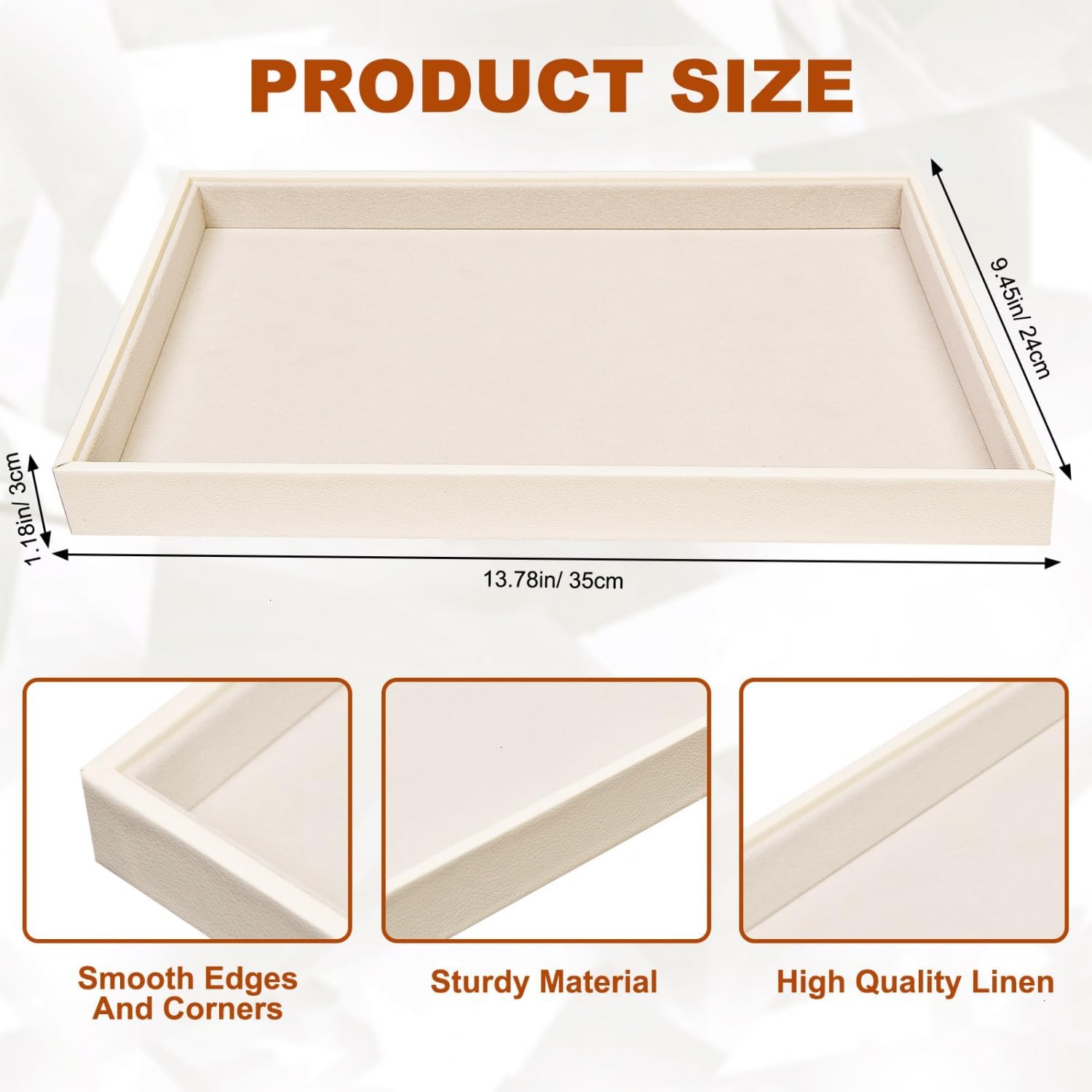 Beige Velvet Jewelry Tray for Drawers Jewelrys Display Tray Stackable Jewelry Organizer Trays for Necklace Bracelet Ring Watch (1 Pack)