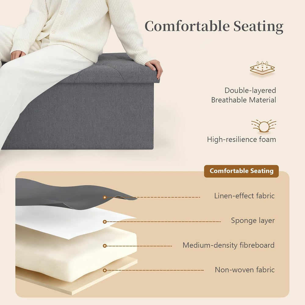 Folding Ottoman with Storage Bench,Storage Ottoman Bench,30 Inches Ottoman Fo...