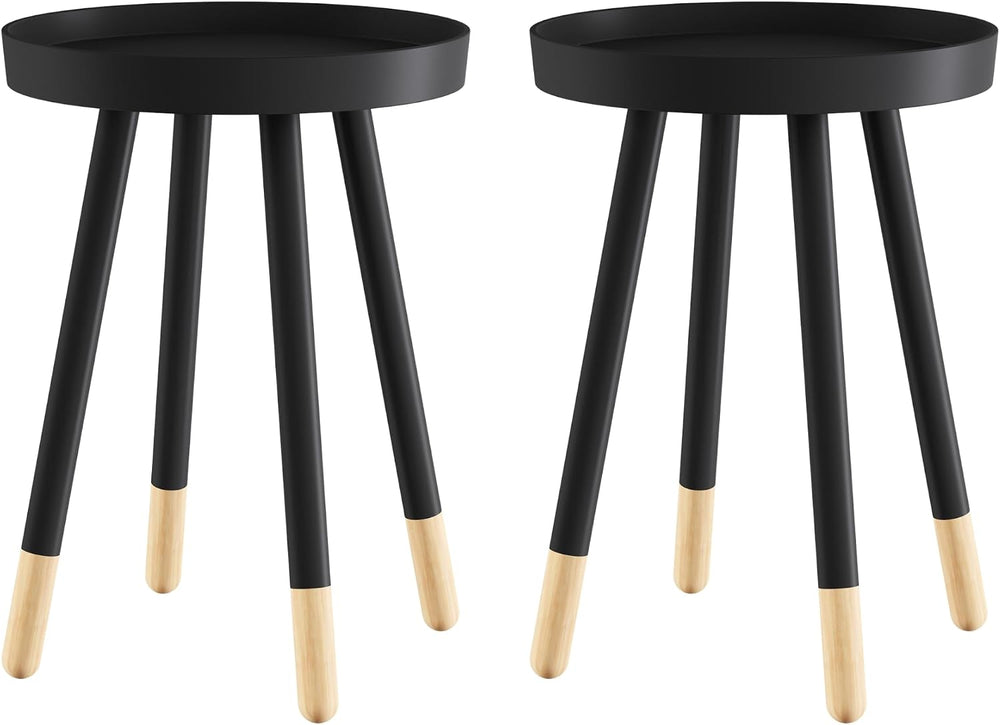 Lavish Home Round End Table Set of 2 – 17 Inch Small Round Side Table Set wit...