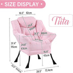 Tiita Lazy Chair, Modern Large Accent Lounge Armchair, Comfy Leisure Sofa Reading Chair with Footrest for Bedroom, Living Room, Dorm Rooms, Garden and Courtyard, Pink