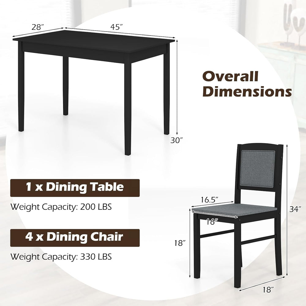 Giantex 5-Piece Dining Table Set for 4, Wooden Kitchen Table and Chairs with ...