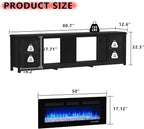 80'' Modern Electric Fireplace TV Stand, Entertainment Center with 50" Electric Fireplace, Wood Media Console Cabinet for TVs up to 90", for Living Room Bedroom, Black