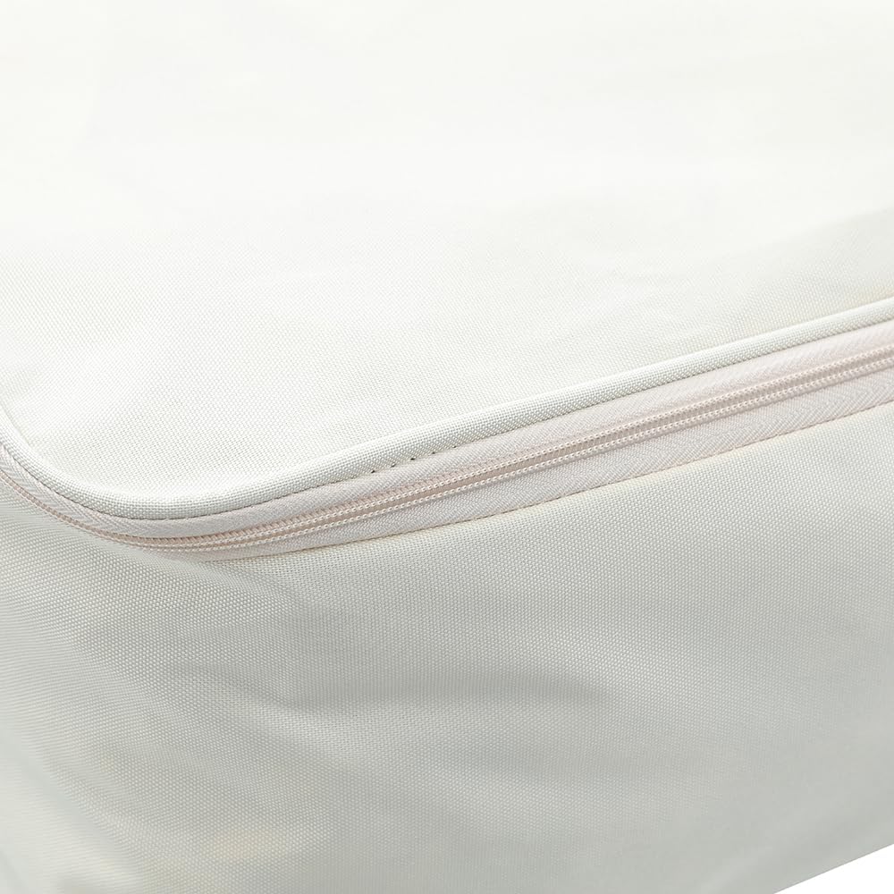 Comforter Clothes Storage Bag, 26.8 x 18 x 7.8 inches, 600D Oxford Fabric for Blanket, Quilt, Pillow, Bedding, Clothes, Sweater, Bedding, Foldable Zipper Container Tote, 2 Carrying Handles, Beige