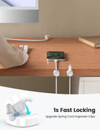 Lamicall 12Pack Spring Cord Organizer, Office Desk Accessories, Desk Cable Management Clips, Phone Charger Cord Holder for Nightstand, Home Organization Workspace Accessories, Dorm Room Essentials