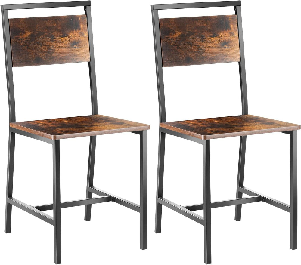 VEVOR Dining Chairs Set of 2, Wooden Chairs with Metal Frame and Backrest, Ea...