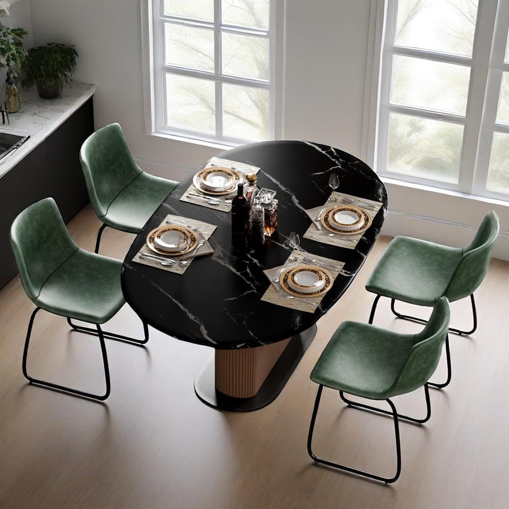 YaFiti 18 inch Modern Dining Chairs Set of 4, Green | Upholstered Wateproof P...