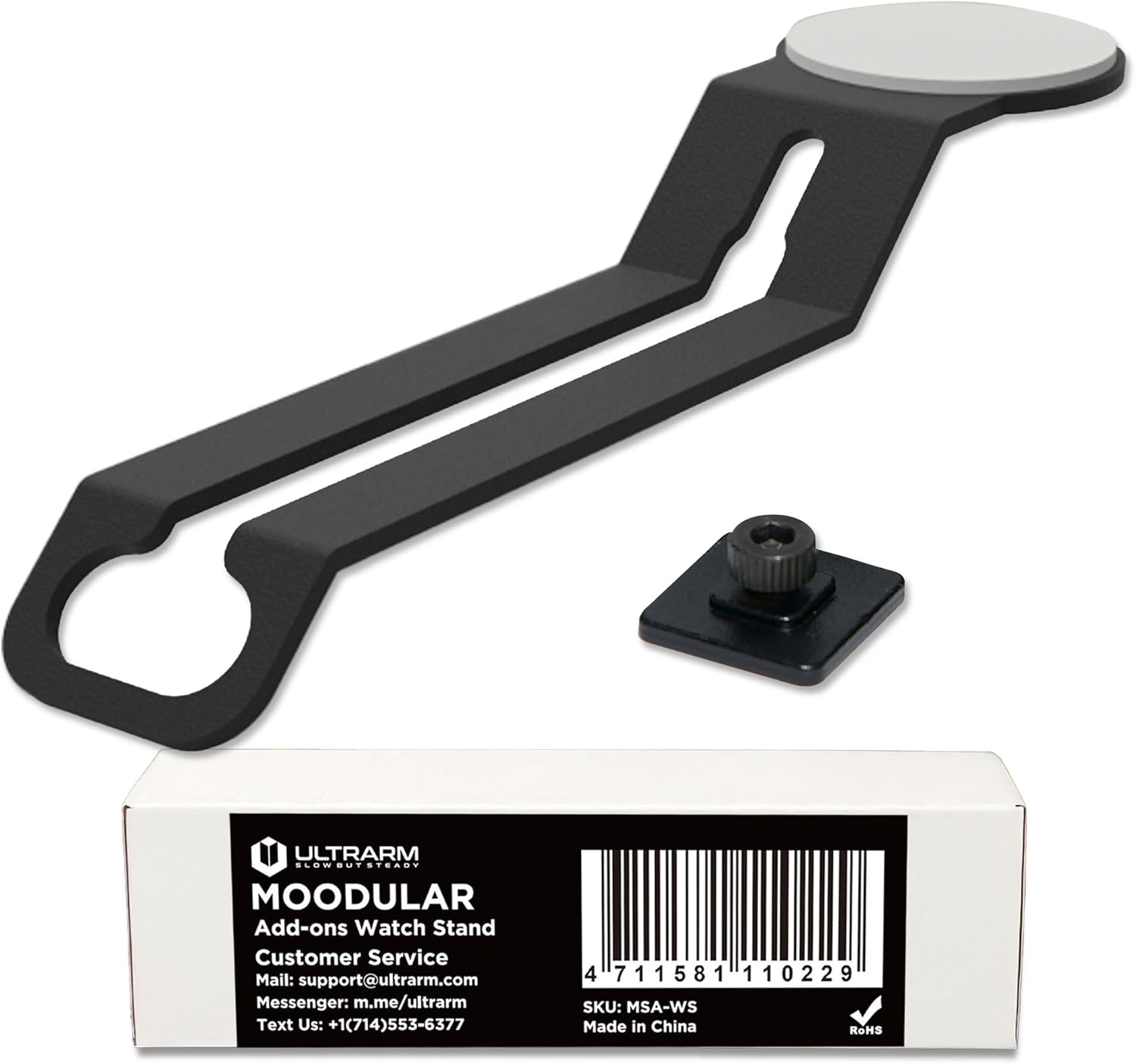 Moodular Add-ons Watch Stand for Smart Watch (Charger Not Included) [Accessory Only - Requires Moodular Wooden Monitor Stand Slide Rails for Use] Black MSA-WS