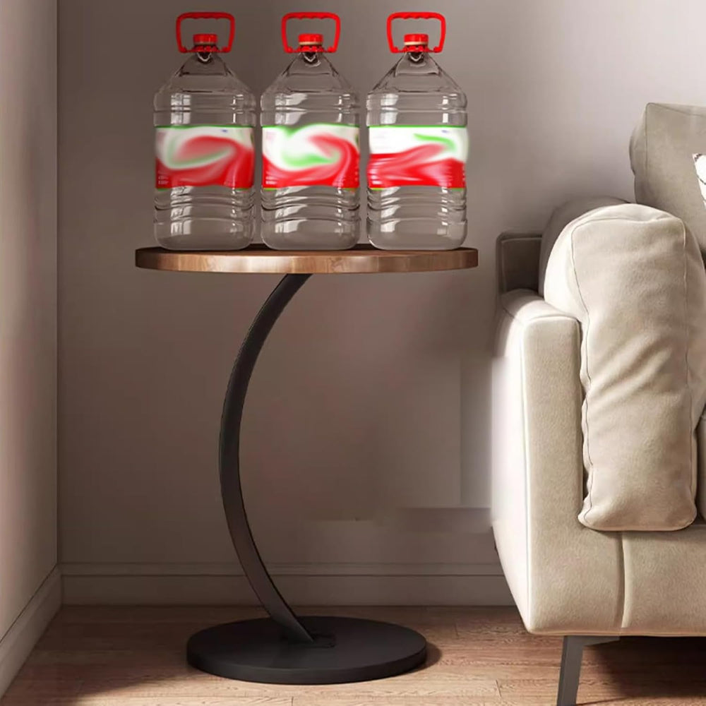 C Shaped Side Tables for Small Spaces Under Sofa End Table for Couch Wood Tab...