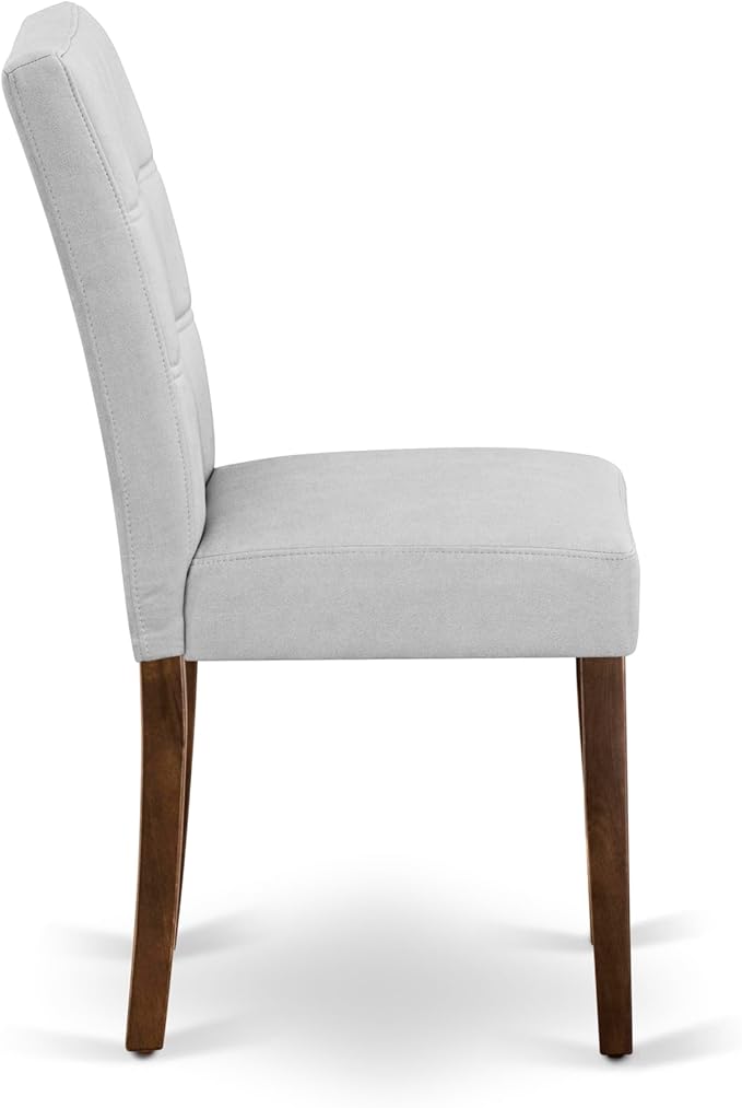 East West Furniture ANAS3-AWA-27 3 Piece Modern Dining Set consists A Dinning Table and 2 Light Gray Polyester Fabric Dinner Chairs, Antique Walnut