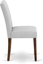 East West Furniture ANAS3-AWA-27 3 Piece Modern Dining Set consists A Dinning Table and 2 Light Gray Polyester Fabric Dinner Chairs, Antique Walnut