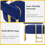 STHOUYN Modern Black Boucle Dining Chairs Set of 4 with Gold Metal Legs, Mid Century Barrel Kitchen Chairs Set, Upholstered Accent Armchairs Dining Room Set, Living Room, Apartment (Blue, 2pcs)