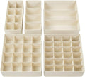 Lourome Underwear Drawer Organizer, 5-Pack, for Socks, Bras, Off-White | Fits Standard 13"+ Dressers, 55 Compartments, Storage Bins for Bedroom, Closet & Bathroom
