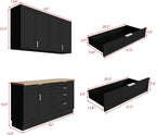 Timechee Large Kitchen Pantry Storage Cabinet Set with Wall Cupboard, Freestanding Food Pantry Cabinet for Kitchen with 6 Doors & 5 Drawers, Sideboards with Storage for Living Room, Black, 63" W