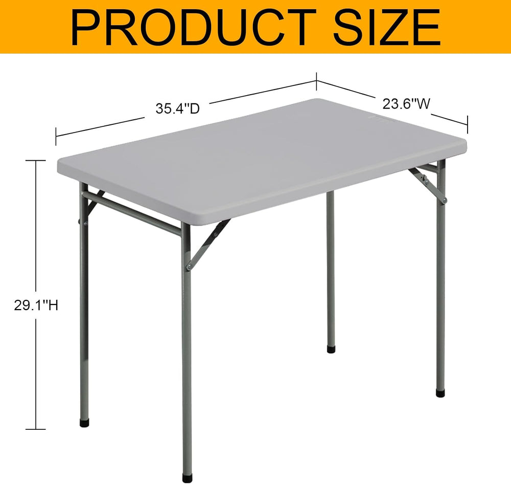 Folding Table 3ft Rectangular All-Occasion Plastic Folding Event Table for In...