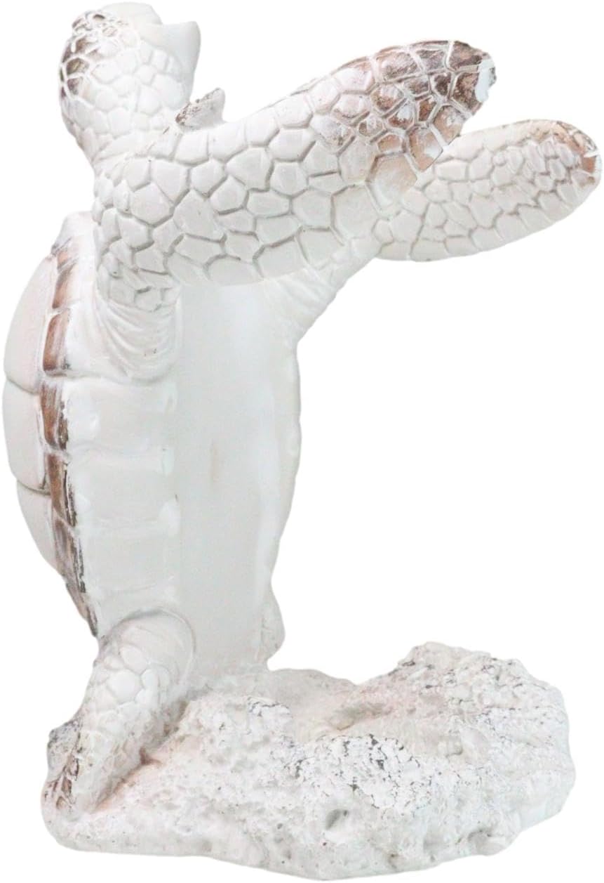 Ebros Gift Nautical Coastal Dancing Antique White Sea Turtle Wine Bottle Hold...