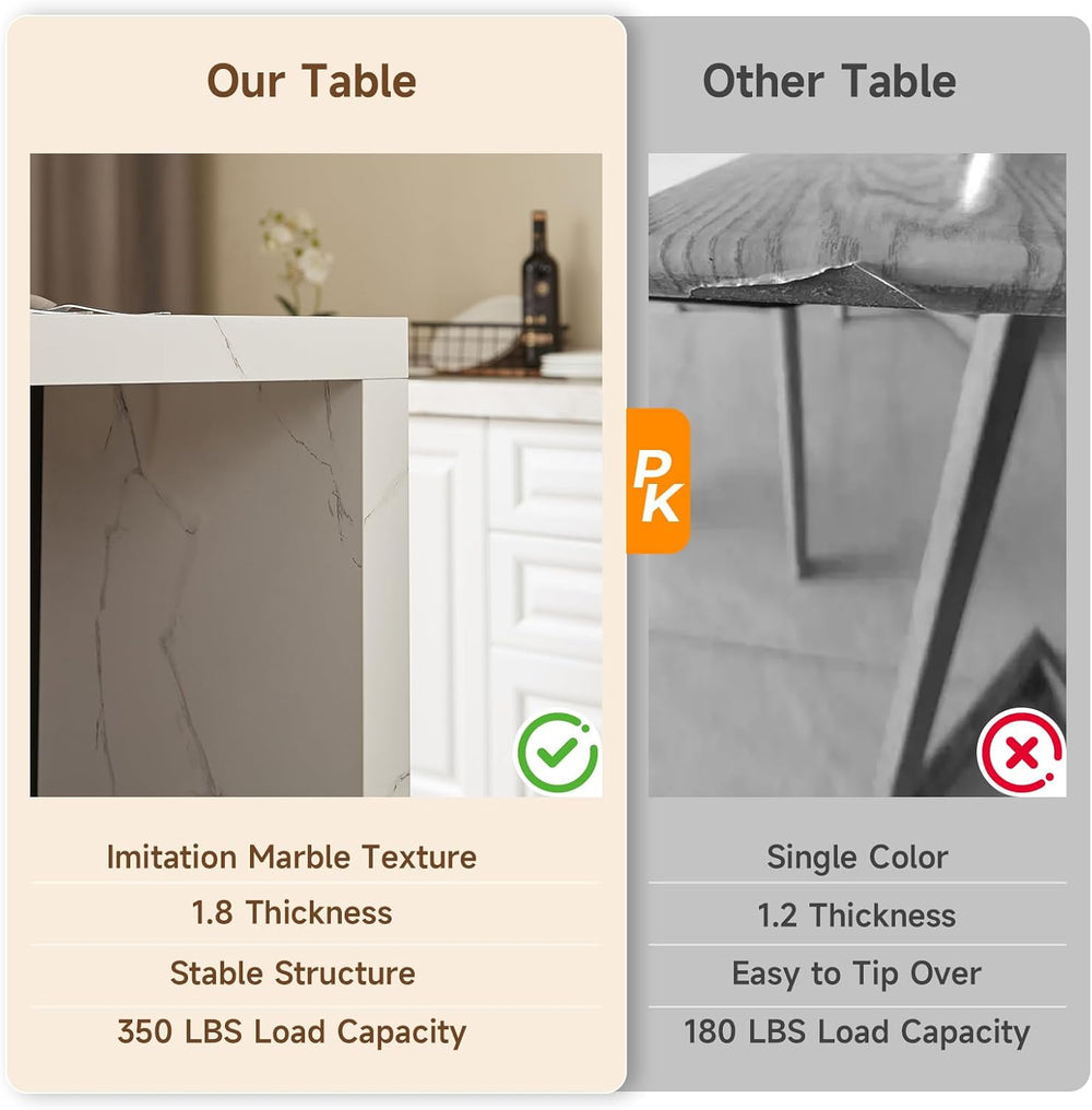 ONBRILL 61 x 31 Inch Whole Board of Tabletop Kitchen Island Table with Storag...