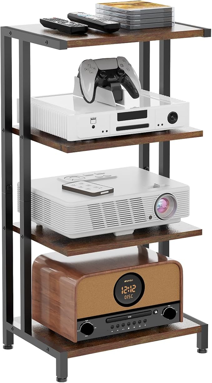 X-cosrack 16.5" Small 4-Tier AV Media Stand,Narrow Version Wooden Corner...