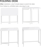 4NM 27.5" Mobile Small Rolling Computer Desk, Folding Laptop Cart Table with Wheels, Portable Office Desk for Small Space Couch Bed - All White